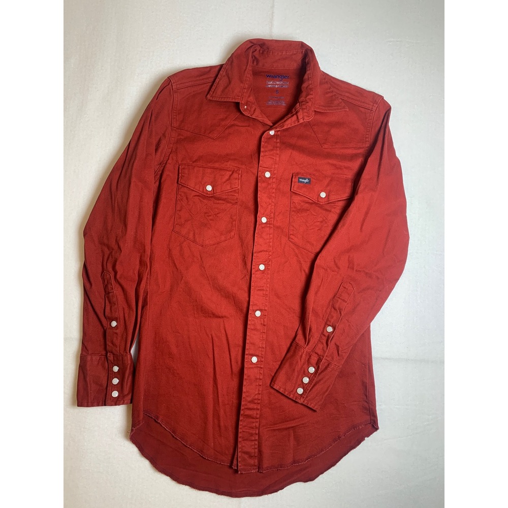 Wrangler Mens Advanced Comfort Western Snap Shirt Maroon Small MACW06R